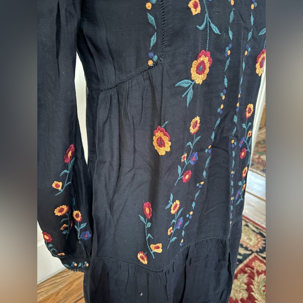 Sézane Black Dress with Colorful Floral Embroidery - Picture 6 of 13